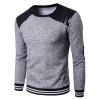 Panel Elbow Patch en cuir PU Fleece Sweatshirt - Gris Clair XL