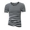 Slim Fit Stripe T-Shirt - Blanc et Noir 3XL