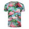 T-shirt Hawaiien Imprimé Flamant Floral 3D à Manches Courtes - multicolore L