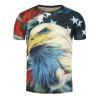 T-shirt à Imprimé étoile et Aigle 3D à Manches Courtes - multicolore XL