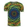T-shirt Imprimé Géométrique Spiroïdal Coloré 3D - multicolore L