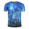 T-shirt imprimé arbres Galaxy manches courtes 3D - multicolore L
