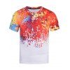3D Ombre Splatter T-shirt Peinture Imprimer - multicolore 2XL