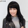 Siv Hair Side Bang Medium légèrement recroquevillé perruque de cheveux humains - JET NOIR 01 
