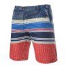 Shorts Zipper Fly Striped Denim - Rouge 38