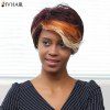 Siv Cheveux courts Highlight Oblique Bang capless perruque de cheveux humains - multicolore 
