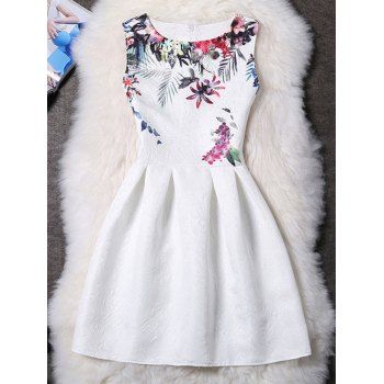 [41% OFF] 2021 Floral Jacquard A Line Cocktail Dress In WHITE | DressLily