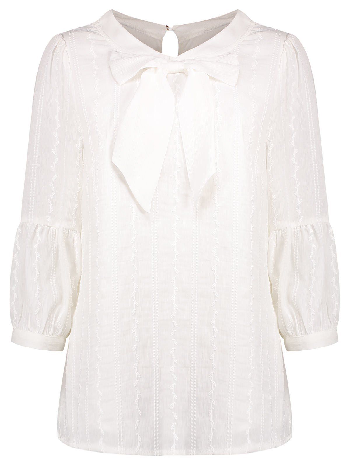 

Bowknot Chiffon Plus Size Blouse, White