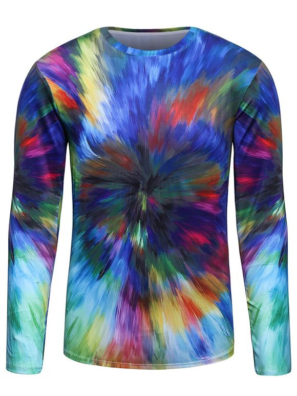 Colorful 3D Radial Imprimer T-shirt manches longues - multicolor L