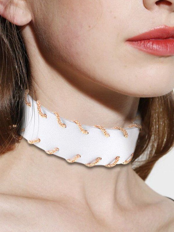 

Alloy PU Leather Choker Necklace, Off-white
