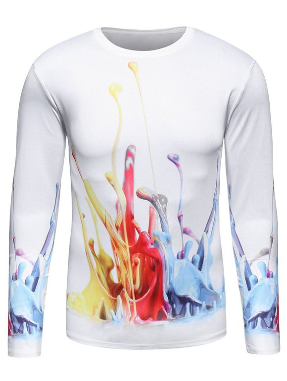 Splatter Peinture 3D Print T-shirt coloré - Blanc L