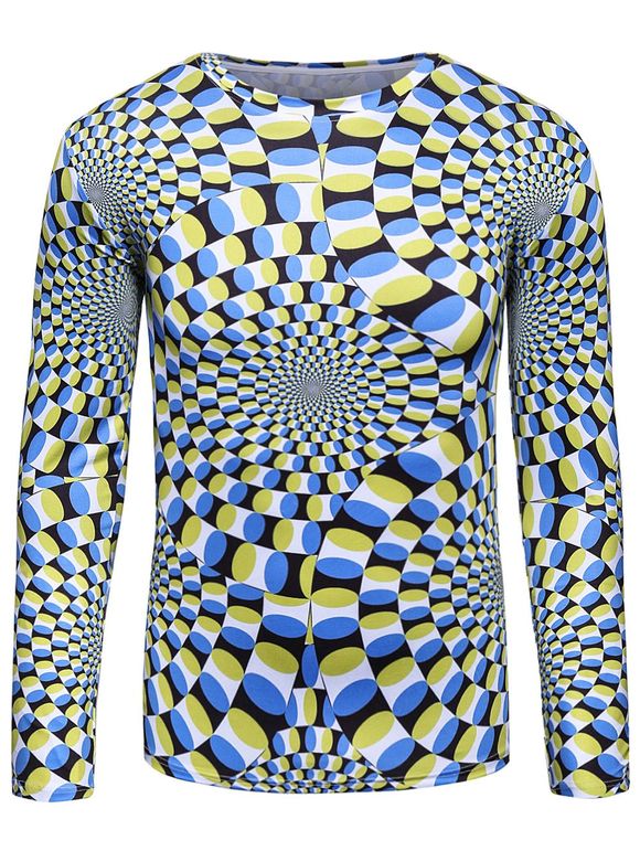Imprimer T-shirt manches longues 3D Color Block Spiral - multicolor XL