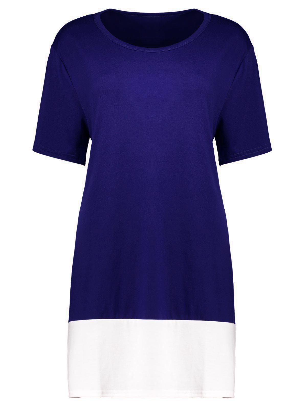 

Plus Size Colorblock Mini A Line T-Shirt Dress, Blue