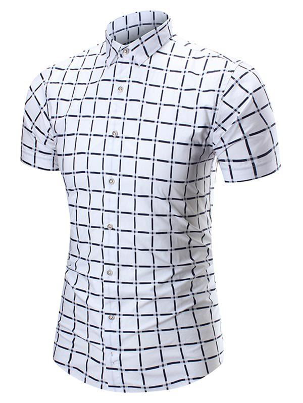 

Short Sleeve Checked Shirt, Deep blue