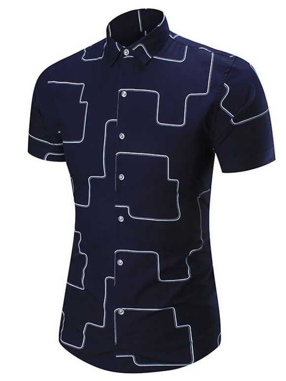 Maze Imprimer chemise à manches courtes - Bleu Violet XL