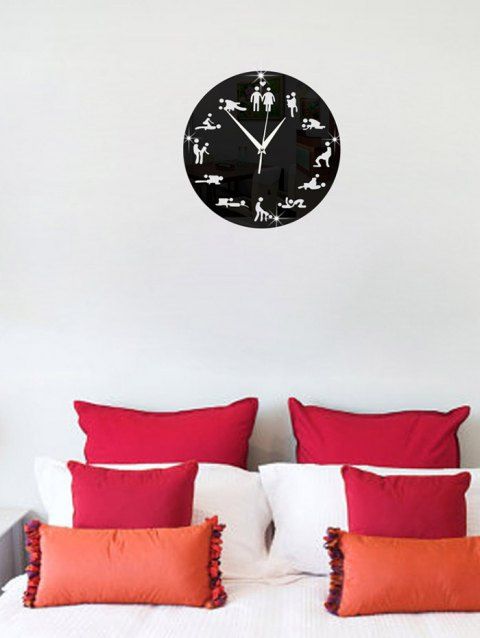 2018 Hollow Out Figure Pattern Home Decor Round Mirror Wall Sticker Hollow Out Figure Pattern Home Decor Round Mirror Wall Sticker Black