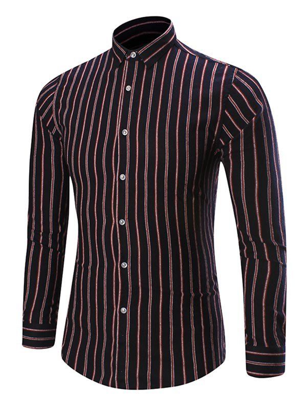 [41% OFF] 2021 Vertical Stripe Long Sleeve Shirt In PURPLISH BLUE ...