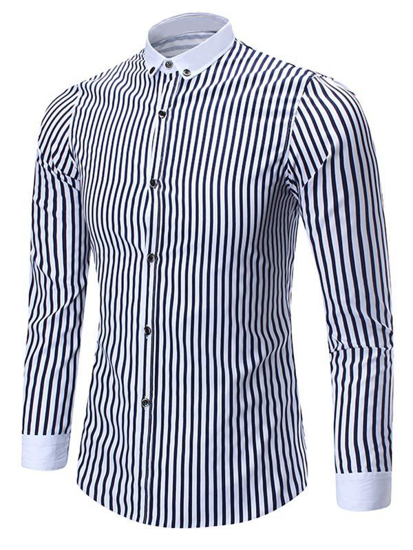 blue vertical stripe shirt