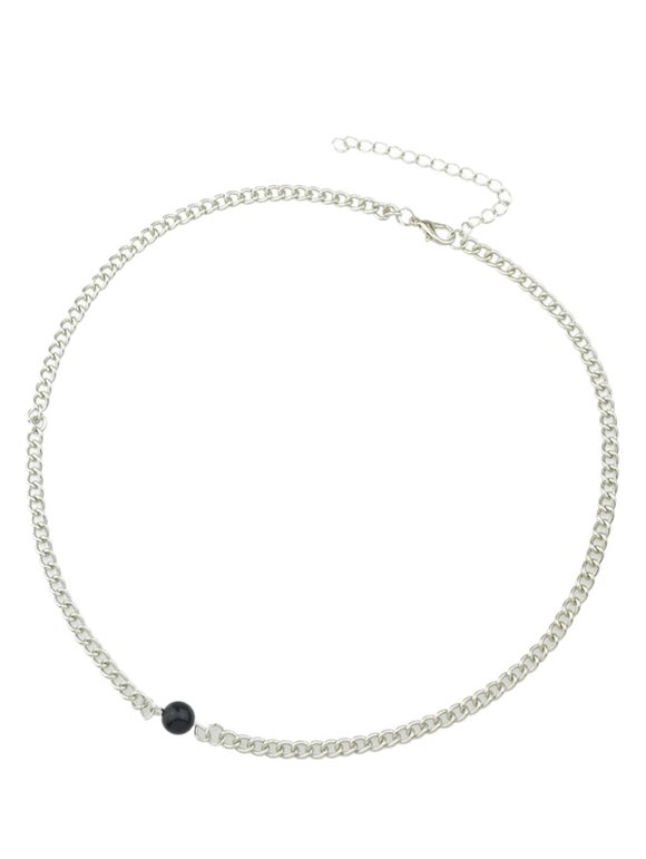 Choker orné de perles formées de chaîne - Argent 