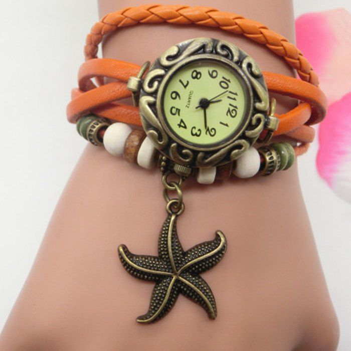 

Starfish Analog Vintage Bracelet Watch, Orange