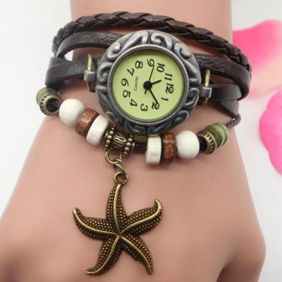 Montre-Bracelet Vintage Analogique étoile de Mer - Brun 