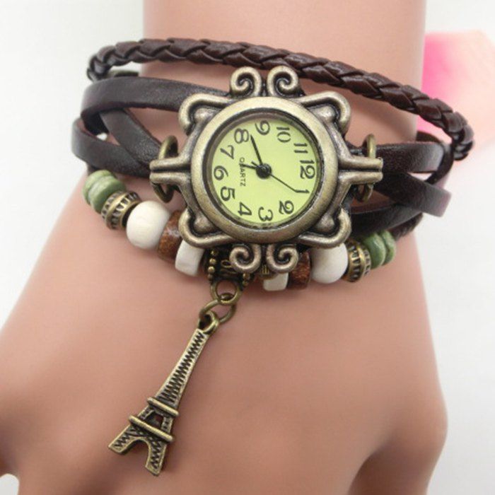 

Eiffel Tower Vintage Bracelet Watch, Coffee