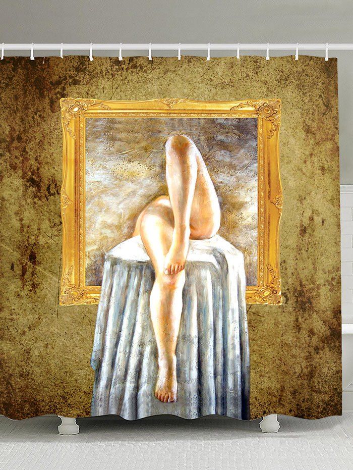 

Bath Decor Art Painting Polyester Shower Curtain, Gold brown