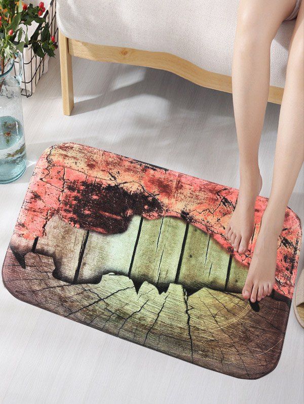 

Cracked Wood Board Print Antiskid Flannel Rug, Colormix