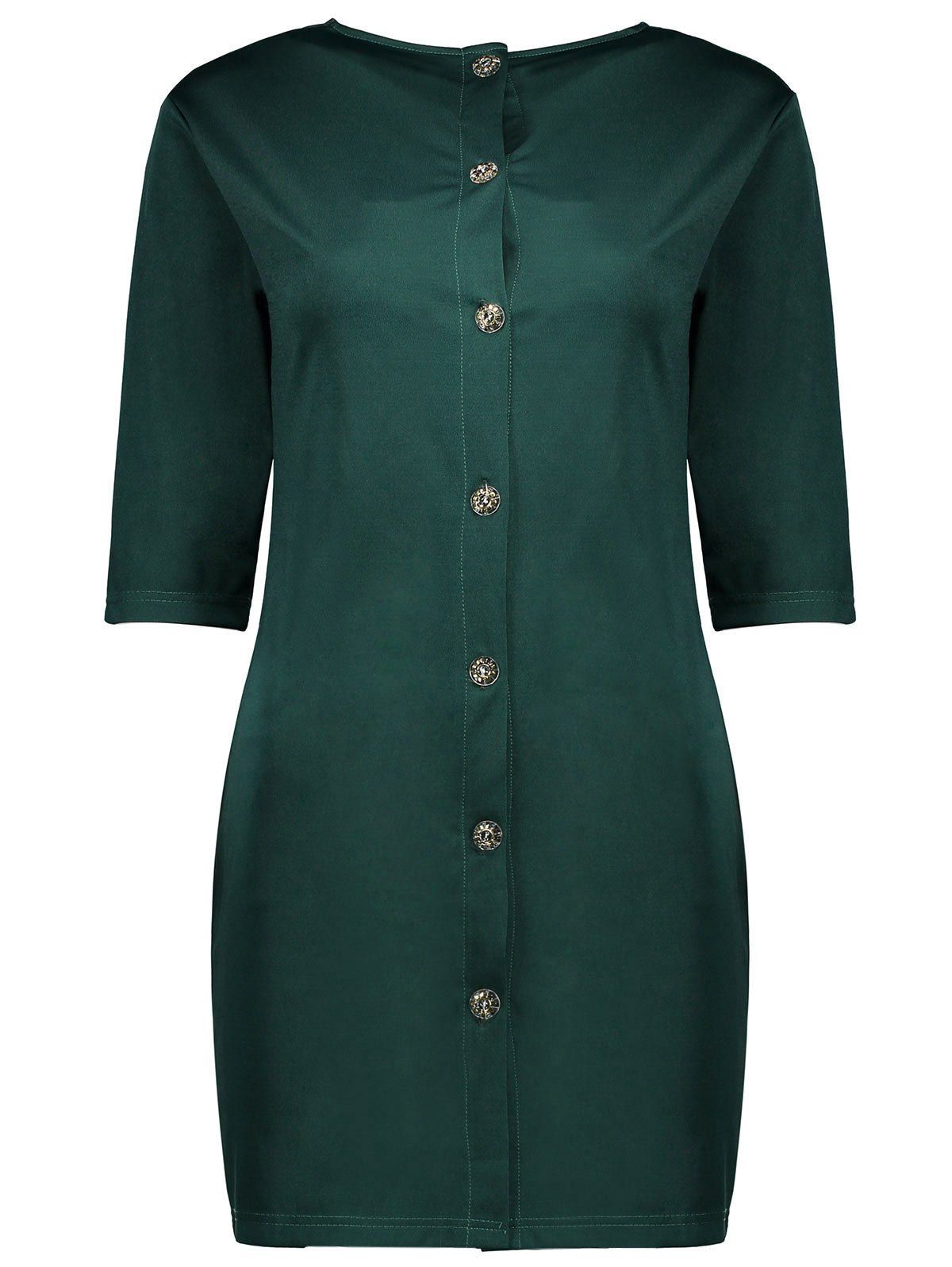 

Button Up Mini Shift Dress, Green