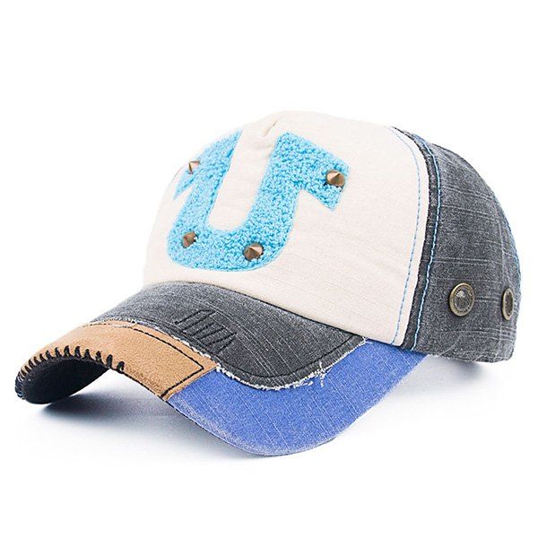 

Patchwork Towelling Character Rivet Baseball Hat, Black