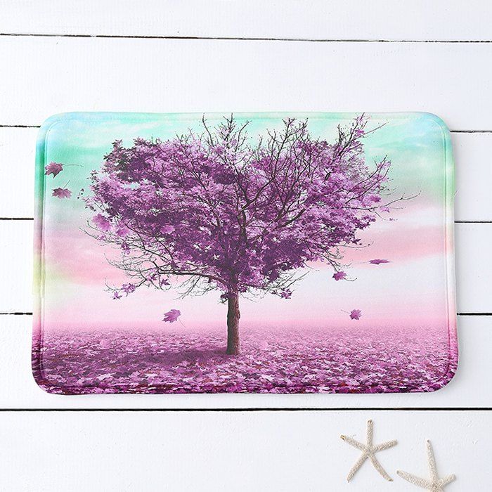

Heart Tree Slow Rebound Bathroom Mat, Purple