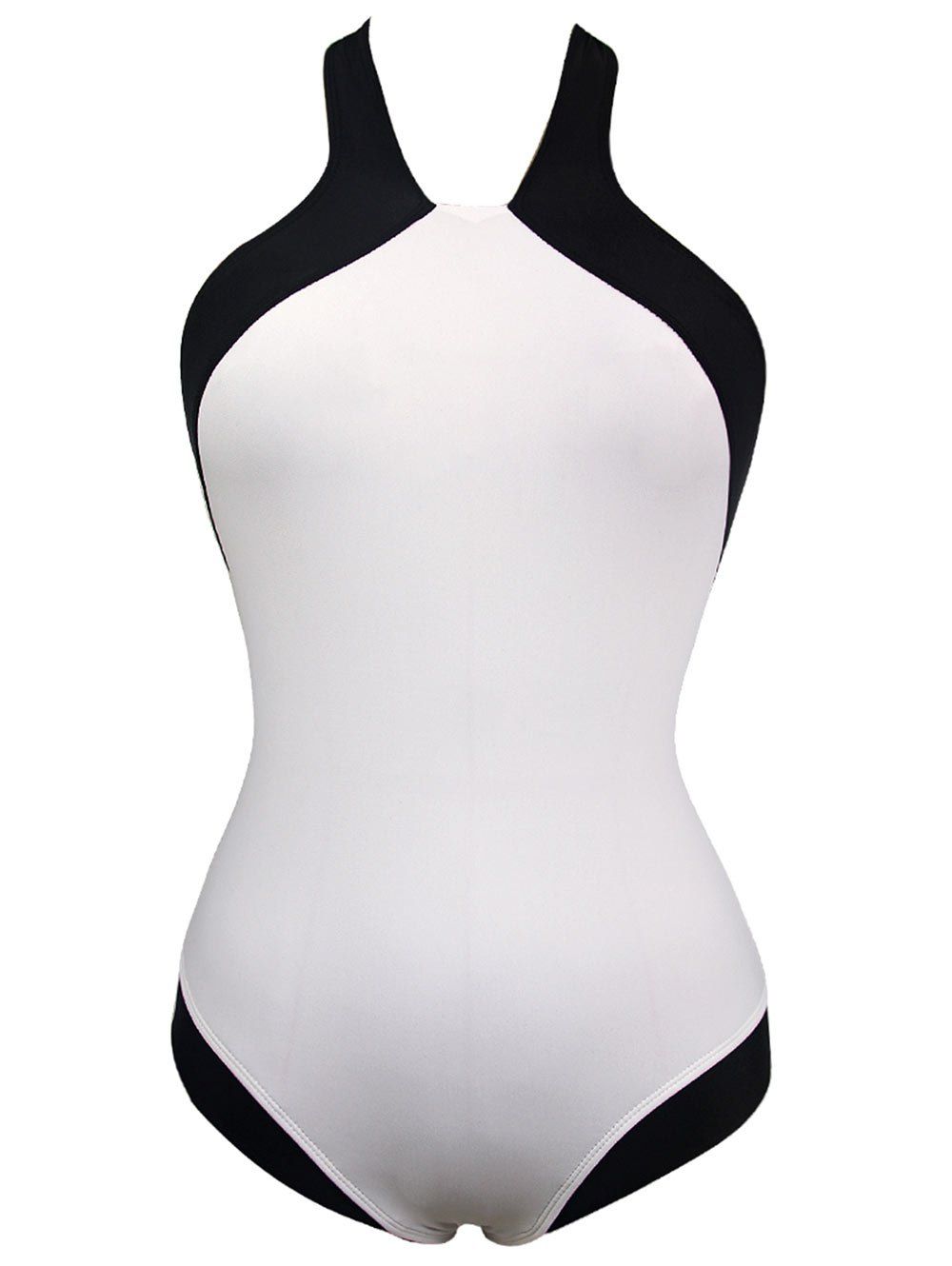 

Openback Two Tone One Piece Swimwear, Black white