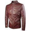 Zipper design Col PU Jacket - Rouge vineux M