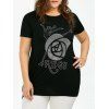 T-shirt Tunique à Rose à Paillettes Grande Taille - Noir 4XL