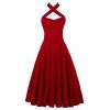 Robe Trapèze Vintage Entrecroisée - Rouge S