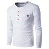 Henley T-shirt Faux manches longues Pocket - Blanc 2XL