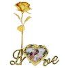 Rose Artificielle et Inscription Love Support pour Cadre Photo - d'or 