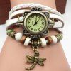 Montre-bracelet Vintage Chiffre à Libellule Pendante - Blanc 