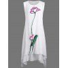 Casual Robe en lin avec Lotus Flower Painting - Blanc ONE SIZE(FIT SIZE XS TO M)