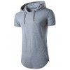 Hooded Zip Hem Side T-shirt Up - Gris Clair 2XL