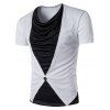 T-shirt Faux Deux Pièces Orné d'Un Bouton - Blanc XL