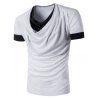 Couleur Panel Bloc Faux Twinset Cowl Neck T-Shirt - Blanc L