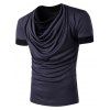 Couleur Panel Bloc Faux Twinset Cowl Neck T-Shirt - Gris XL