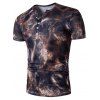 Half Bouton Nebula Print Henley Shirt - Jaune 3XL