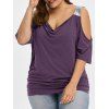 T-shirt Grande Taille Épaules Nues Bretelles à Paillettes - Pourpre 2XL