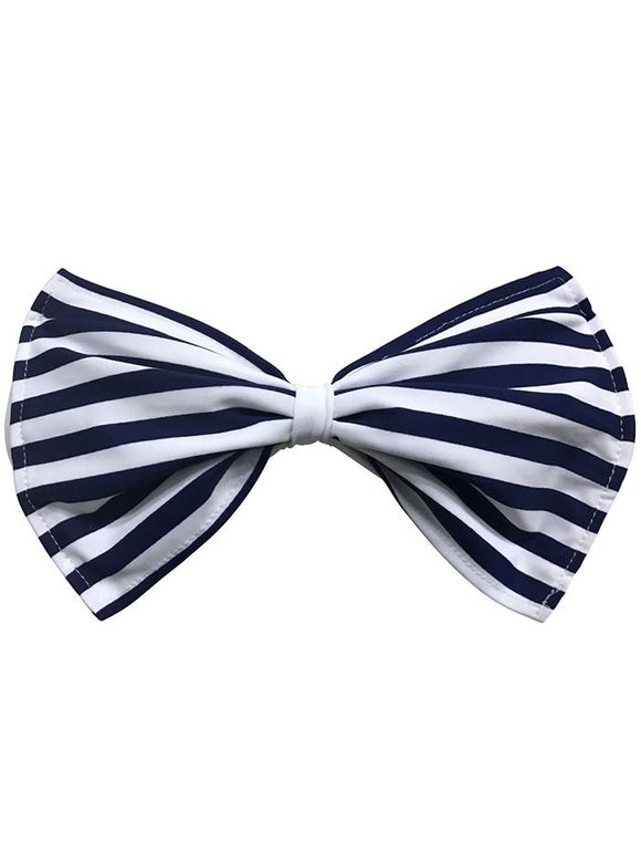 Striped bowknot Bandeau Bikini - Cadetblue L