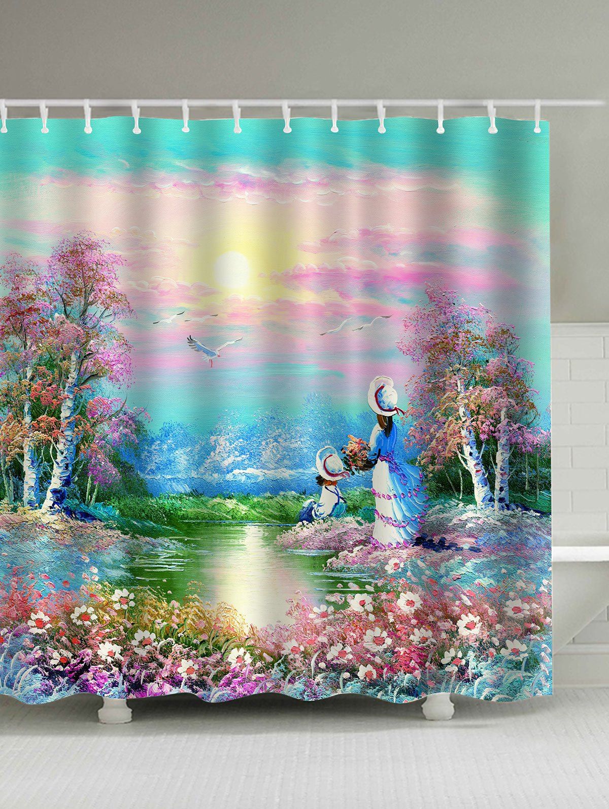 

Dreamy Garden Painting Shower Curtain, Colormix