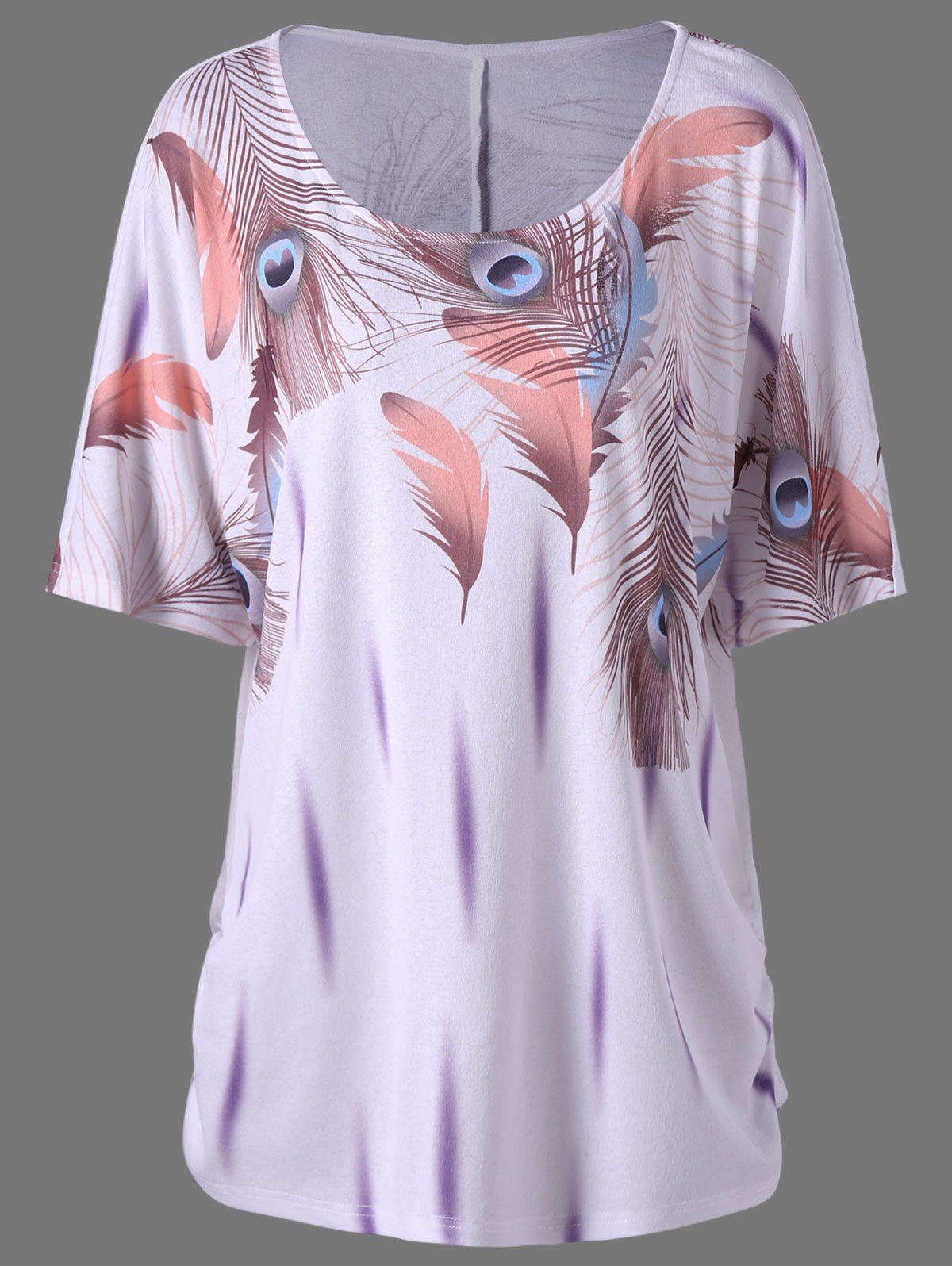 

Plus Size Phoenix Tail Longline T-Shirt, White