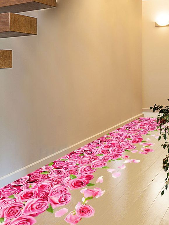 Amovible Autocollant Mural 3D Blooming Rose Intérieur - Rose Rouge 60*90CM