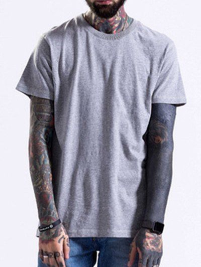 

Basic Crew Neck Short Sleeve T-Shirt, Gray